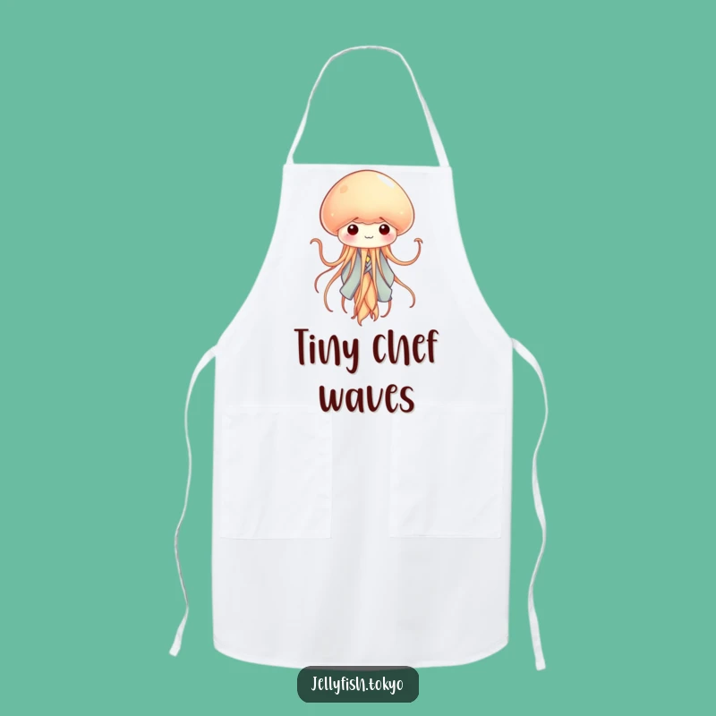 Funny Tiny Jellyfish Kimono Apron: Ribbon Tentacles Kitchen Gift