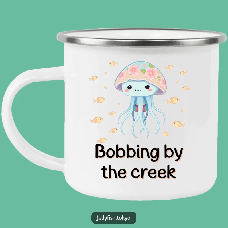 Funny Playful Jellyfish Kimono Camping Mug: Floral Fish Outdoor Gift