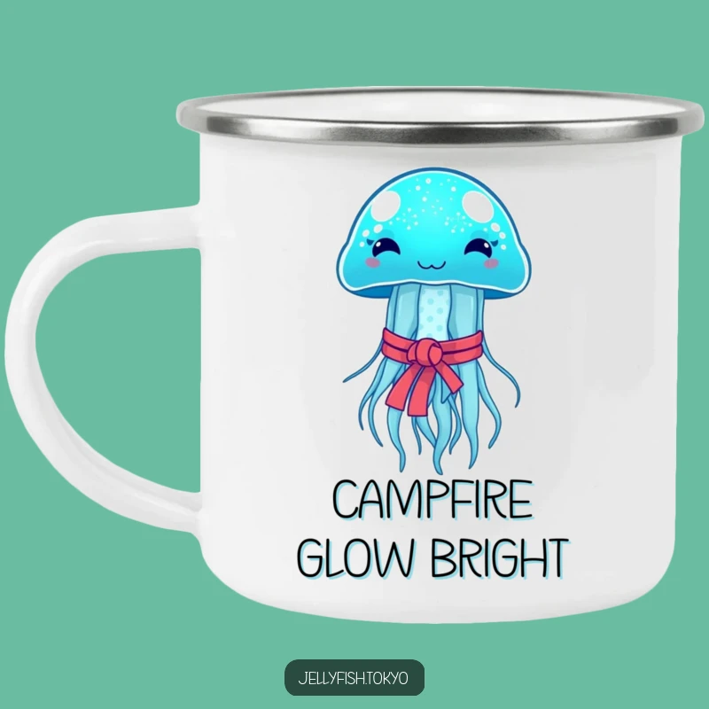Funny Blue Jellyfish Obi Camping Mug: Glowing Adventure Humor