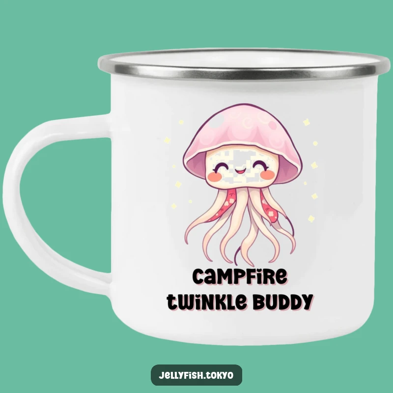 Funny Smiling Jellyfish Kimono Camping Mug: Twinkling Outdoor Light Gift