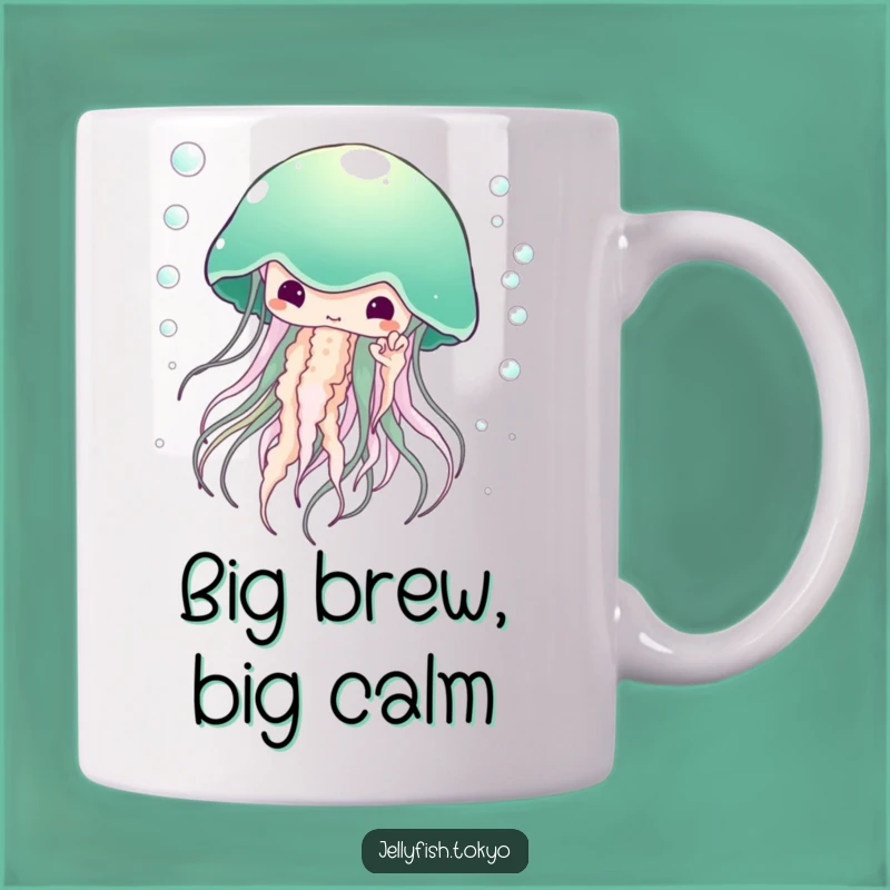 Funny Emerald Kimono Jellyfish Mug: Ethereal Bubbles, Humorous Gift