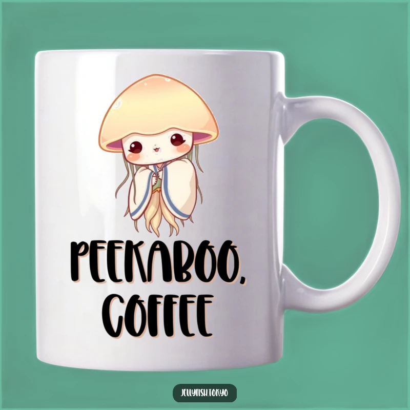 Funny Shy Jellyfish Kimono Mug: Peeking Fan Gentle Gift