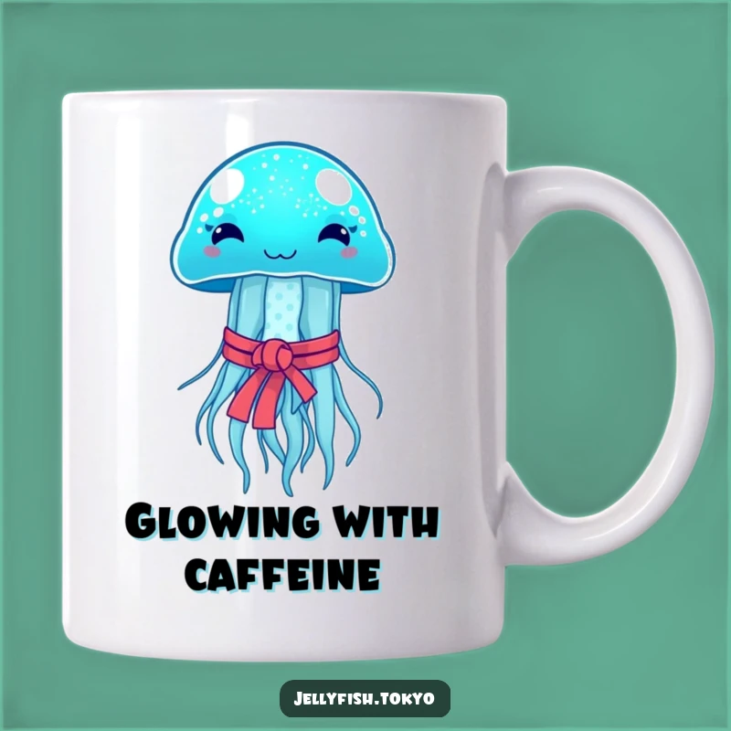 Funny Blue Jellyfish Obi Mug: Glowing Humor, Unique Gift