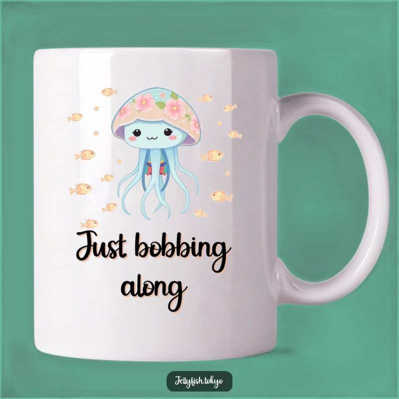 Funny Playful Jellyfish Kimono Mug: Floral Fish Glow Gift