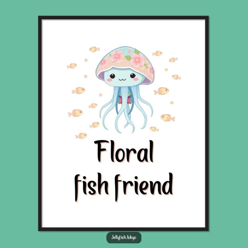 Funny Playful Jellyfish Kimono Digital Art: Floral Fish Download Gift