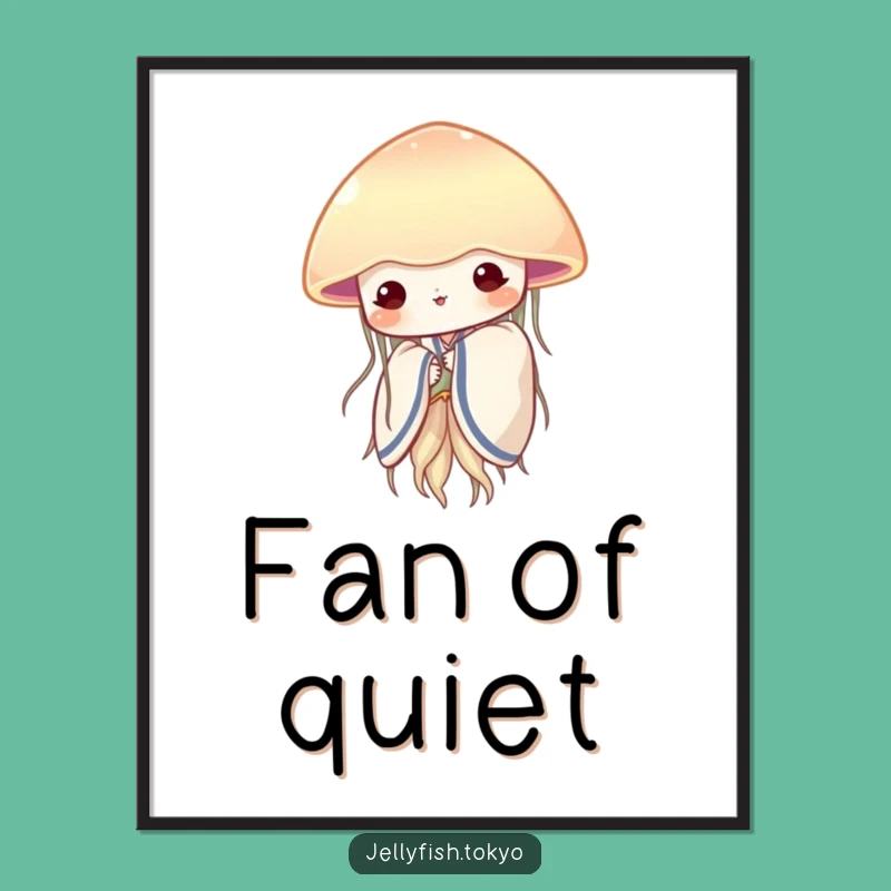 Funny Shy Jellyfish Kimono Digital Art: Peeking Fan Download Gift