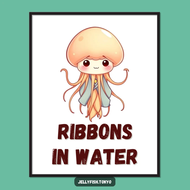 Funny Tiny Jellyfish Kimono Digital Art: Ribbon Tentacles Download Gift