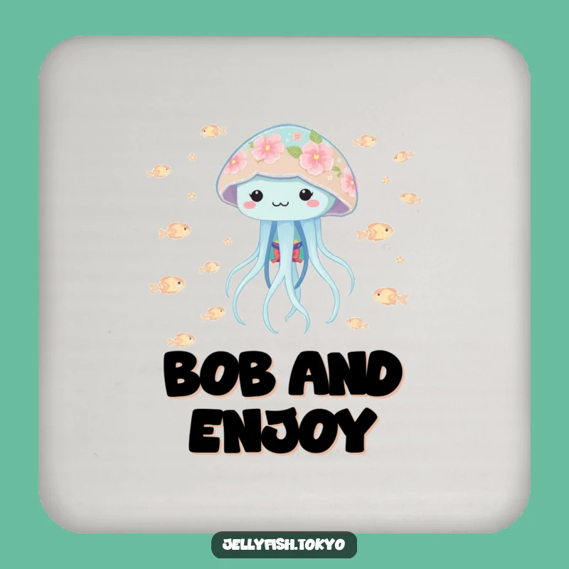 Funny Playful Jellyfish Kimono Coaster: Floral Fish Table Gift