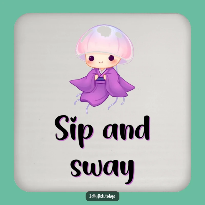 Funny Purple Kimono Jellyfish Coaster: Protect Surfaces with Humor