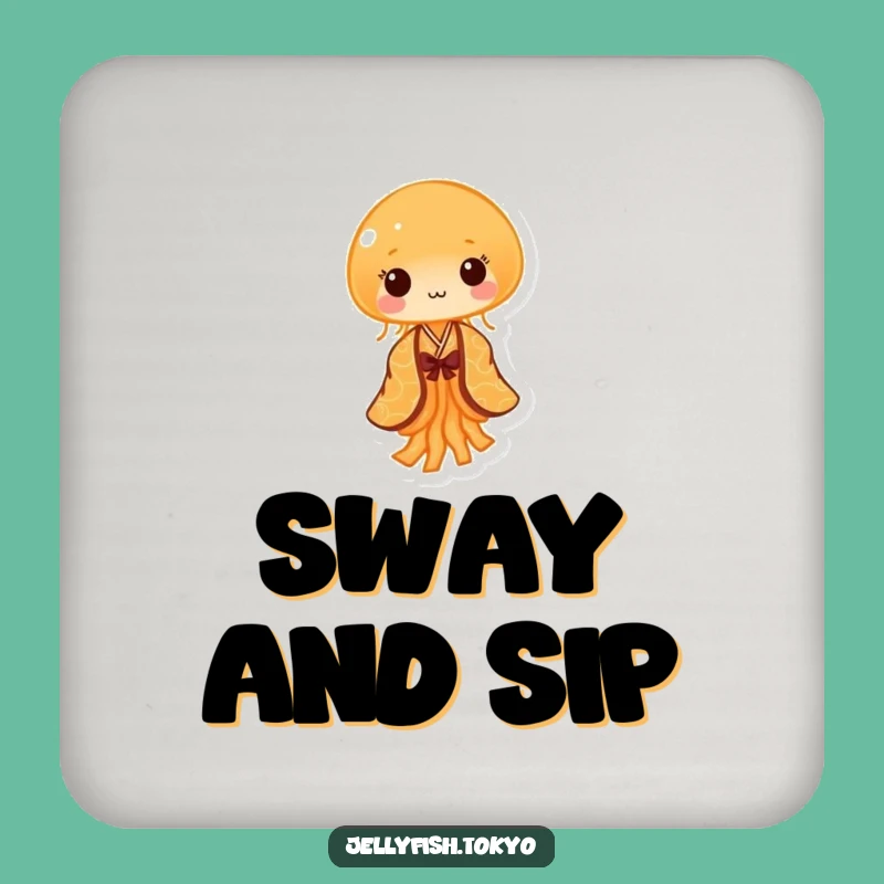 Funny Orange Kimono Jellyfish Coaster: Tiny Protection, Big Humor