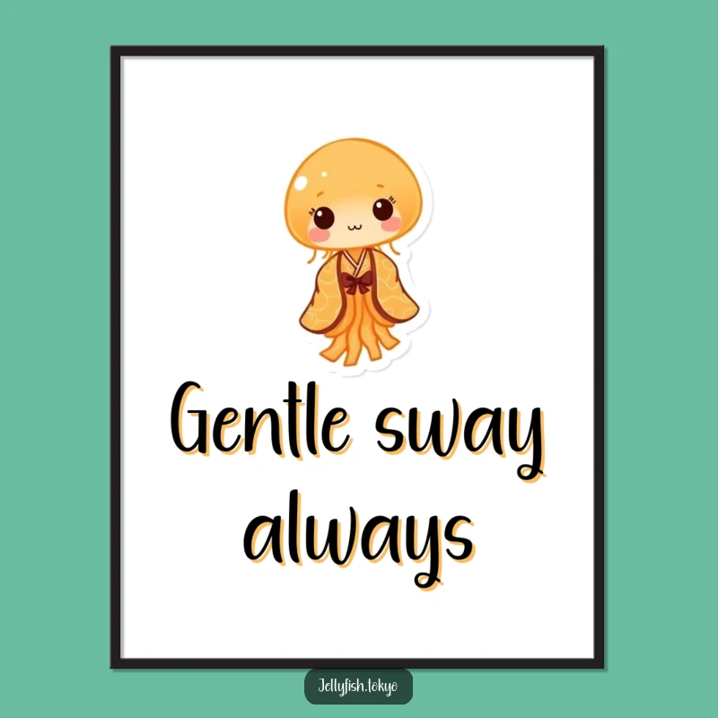 Funny Orange Kimono Jellyfish Poster: Tiny Art for Humorous Walls