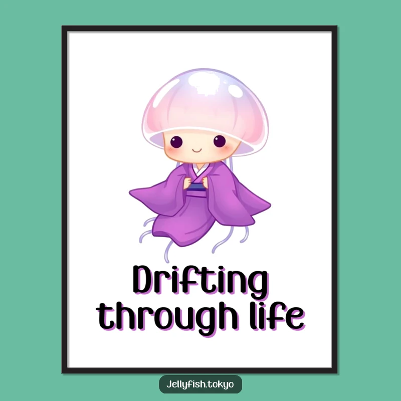 Funny Purple Kimono Jellyfish Poster: Elegant Art Print for Humorous Decor