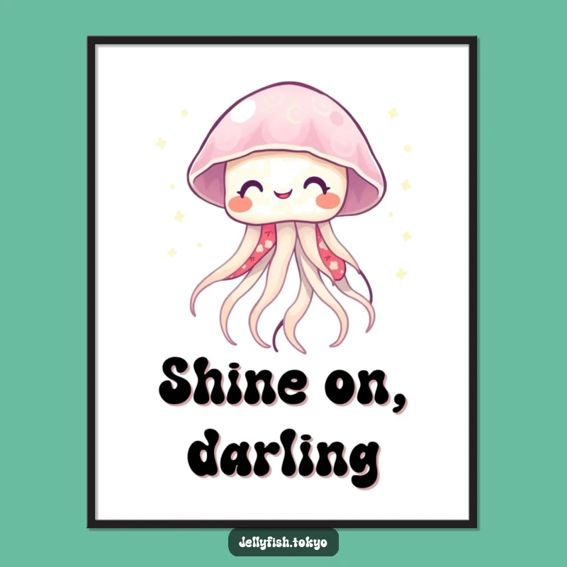 Funny Smiling Jellyfish Kimono Poster: Twinkling Lights Wall Art Gift