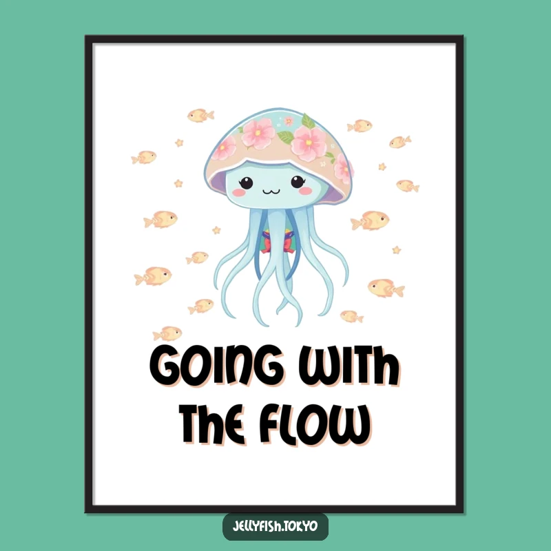 Free Printable Wall Art: Playful Jellyfish Floral Kimono Funny Downloadable Art