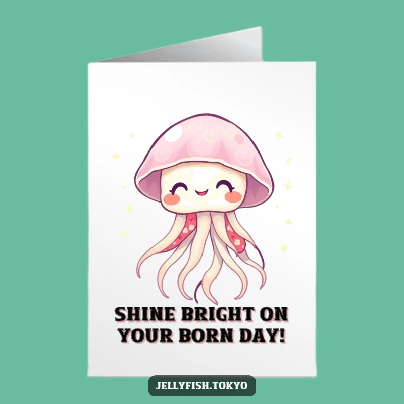 Free Printable Birthday Card: Smiling Jellyfish Kimono Funny Downloadable Gift
