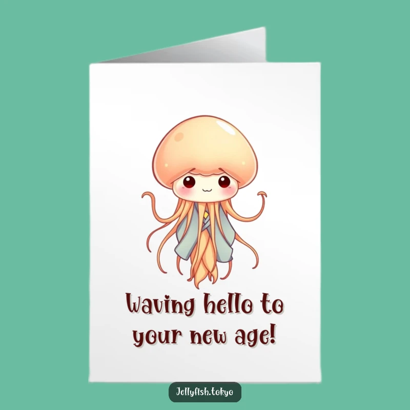 Free Printable Birthday Card: Tiny Kimono Jellyfish Funny Downloadable Gift