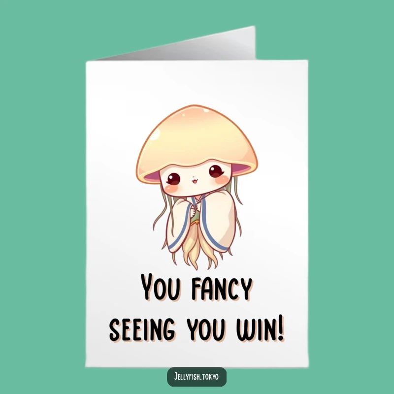 Free Printable Congrats Card: Shy Jellyfish Kimono Funny Downloadable Gift