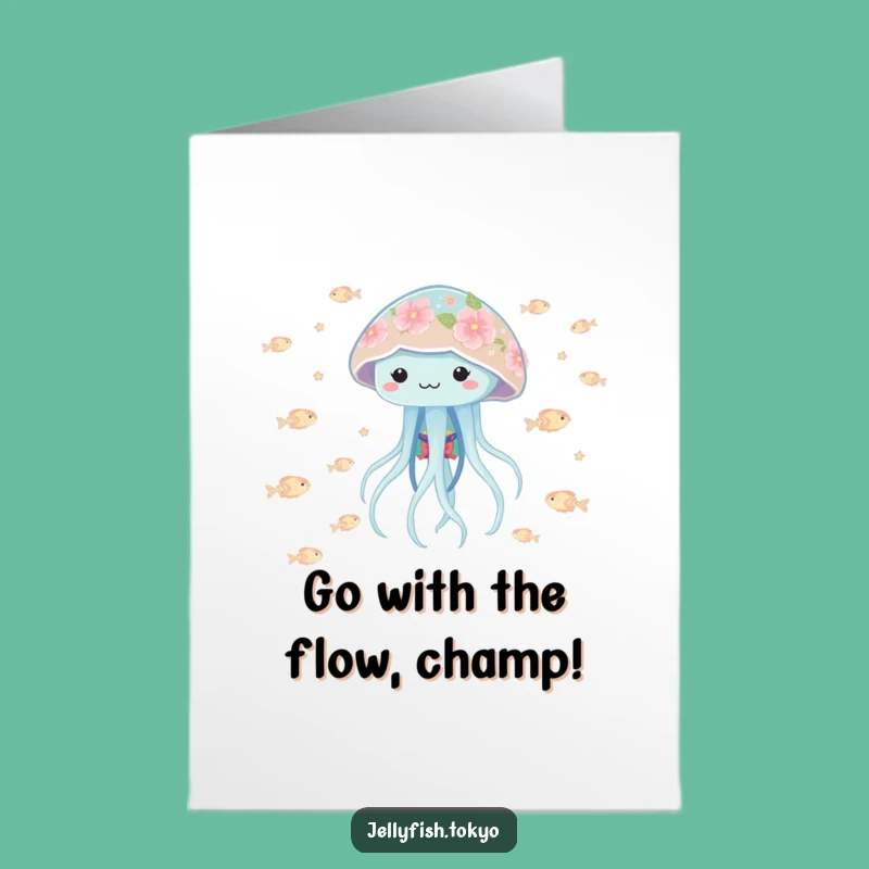 Free Printable Congrats Card: Playful Jellyfish Floral Kimono Funny Gift