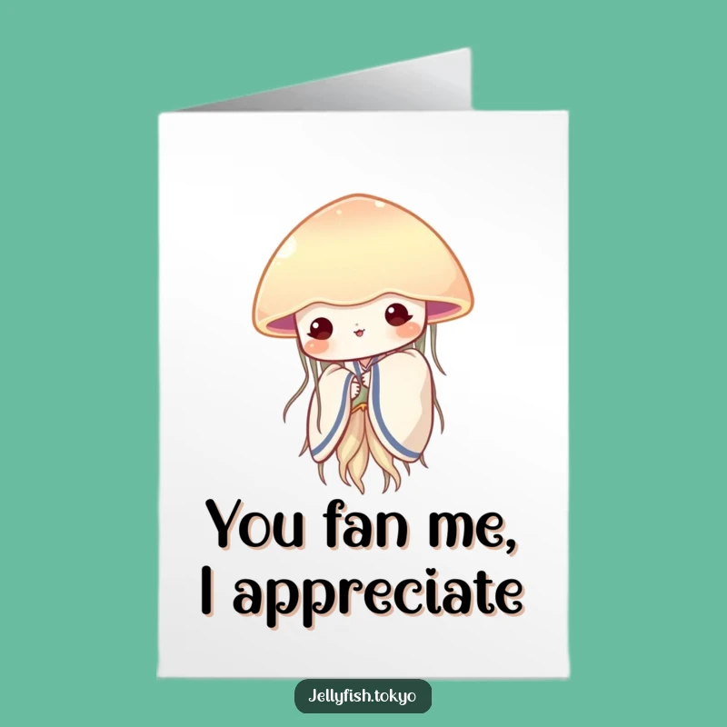 Free Printable Thank You Card: Shy Jellyfish Kimono Funny Downloadable Gift