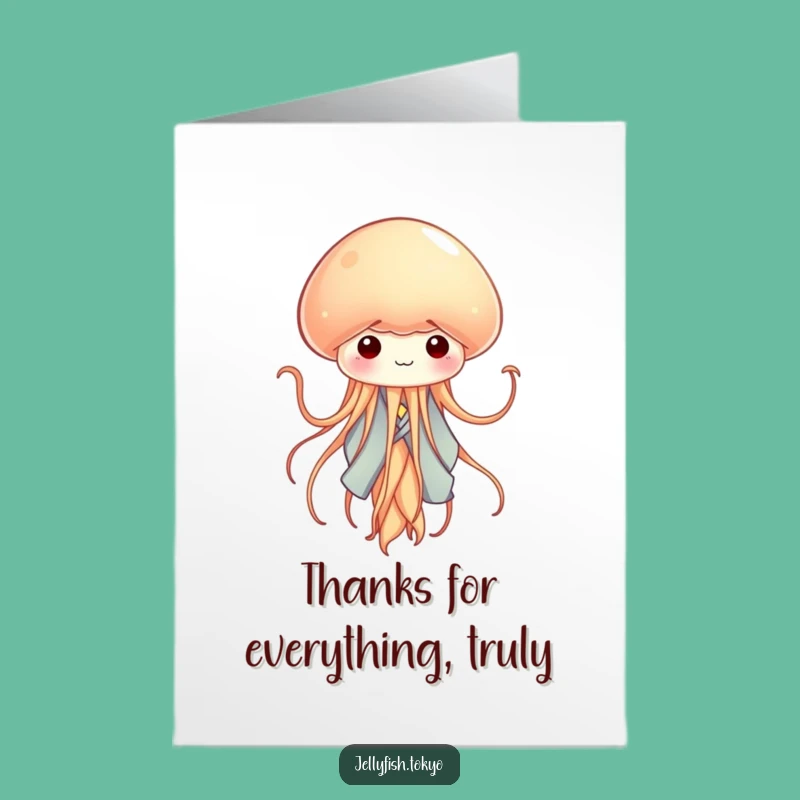 Free Printable Thank You Card: Tiny Kimono Jellyfish Funny Downloadable Gift