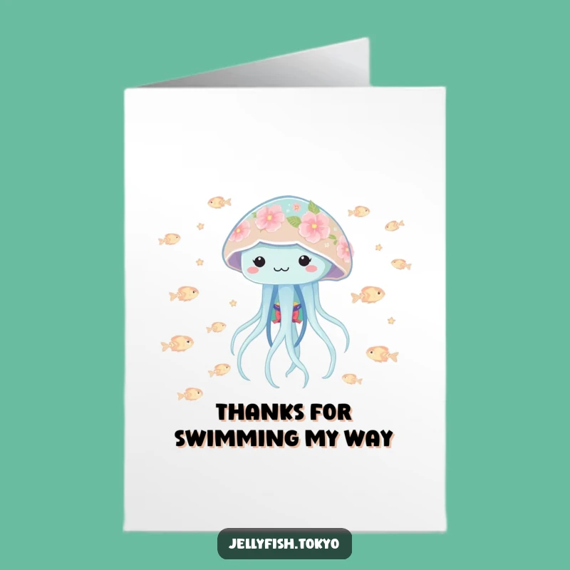 Free Printable Thank You Card: Playful Jellyfish Floral Kimono Funny Gift