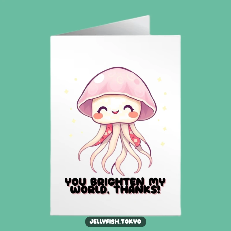Free Printable Thank You Card: Smiling Jellyfish Kimono Funny Downloadable Gift