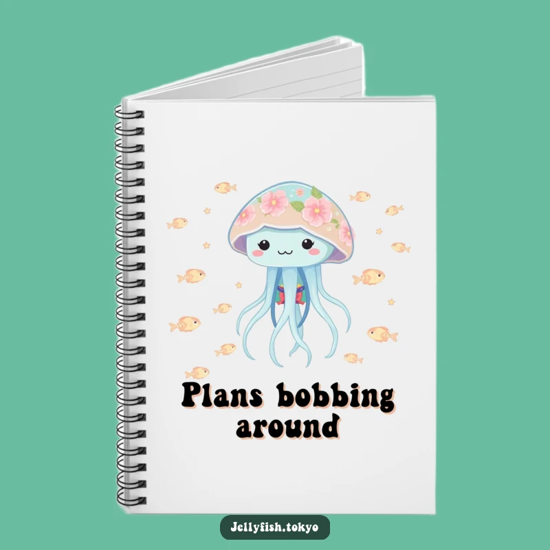 Funny Playful Jellyfish Kimono Notebook: Floral Fish Journal Gift