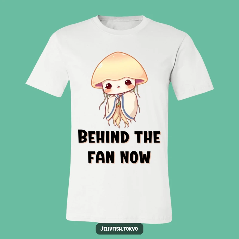 Funny Shy Jellyfish Kimono T-Shirt: Peeking Fan Gentle Gift